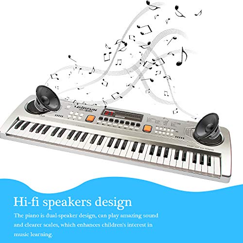 aPerfectLife 61 Keys Kids Keyboard Multifunction Portable Piano Electronic Keyboard Music Instrument for Kids Early Learning Educational (Silver) - Thumbnail 3