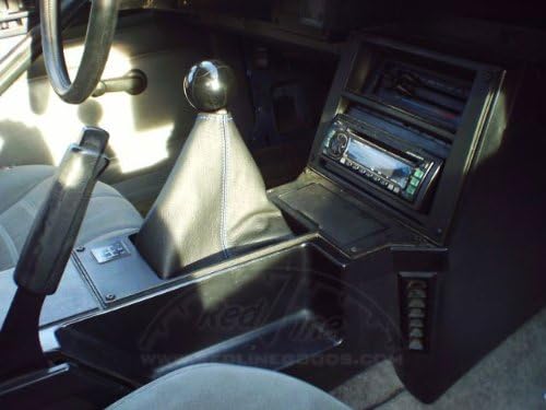 RedlineGoods Shift Boot Compatible with Pontiac Firehawk 1982-92. Tailor Made - not Universal. Genuine top-Grade Italian Black Perforated Leather with Silver Thread