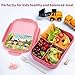 Itopor Bento Box for Kids & Adults, Leakproof 3-Compartment Lunch Box, BPA-Free Wheat Straw Material, Microwave & Dishwasher Safe, 5.5 Cup (Muted Red)