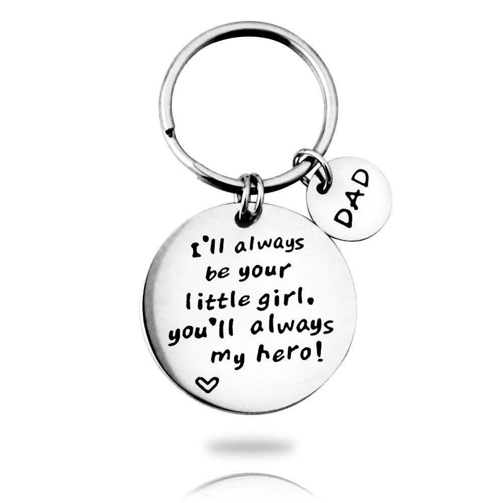 Father's Day Gift for Dad Daddy Gift from Daughter for Birthday Christmas, I'll Always Be Your Little Girl, You Will Always Be My Hero Keychain