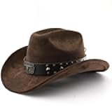 Cowboy Hat for Women Men with Shapeable Wide Brim Western Suede Hat for Cowboys and Cowgirls