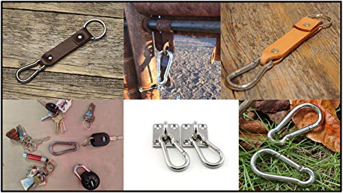 Branded Boards Black & Silver Heavy Duty Bushcraft Locking Thumb Screw Closure Zinc-Galvanized Steel Carabiner Spring Snap Clip Link Hooks 200-400Lb Load. 6 & 12 Packs (5Cm 6-Pack Black) #TOP5