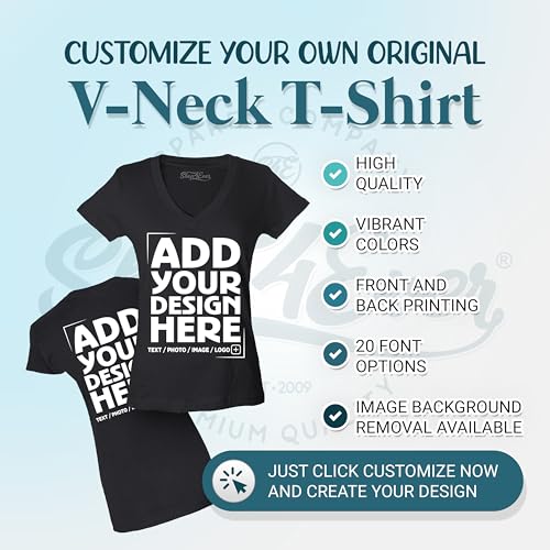 Personalized Custom Design Your Own Front Back Women's V-Neck T-Shirt Slim Fit Customizable Shirts2