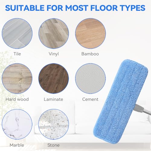 Image of 12 inch Microfiber Pad for Rubbermaid Commercial 12 Inch Mop Head - 8 Pack Replacement Wet & Dry Commercial Reusable Cleaning Mop Refills Fit for Any Microfiber Flat Mop System 12 inch