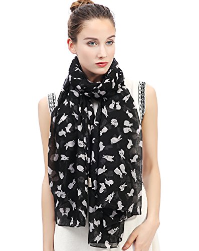 Lina & Lily Lovely Rabbit Bunny Print Women's Large Scarf Lightweight