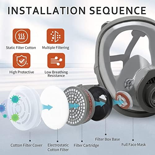 Full Face Respirator, Reusable Paint Respirator with PA1 Organic