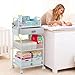 Baby Diaper Caddy Cart Organizer -3 Tier, Bedside Nursery Essentials Organizer & Storage Holder for Newborn Baby Stuff, 2+1 Dividers, 1 Drawer,Rolling Utility Cart for Bedroom,Changing Table, Crib.