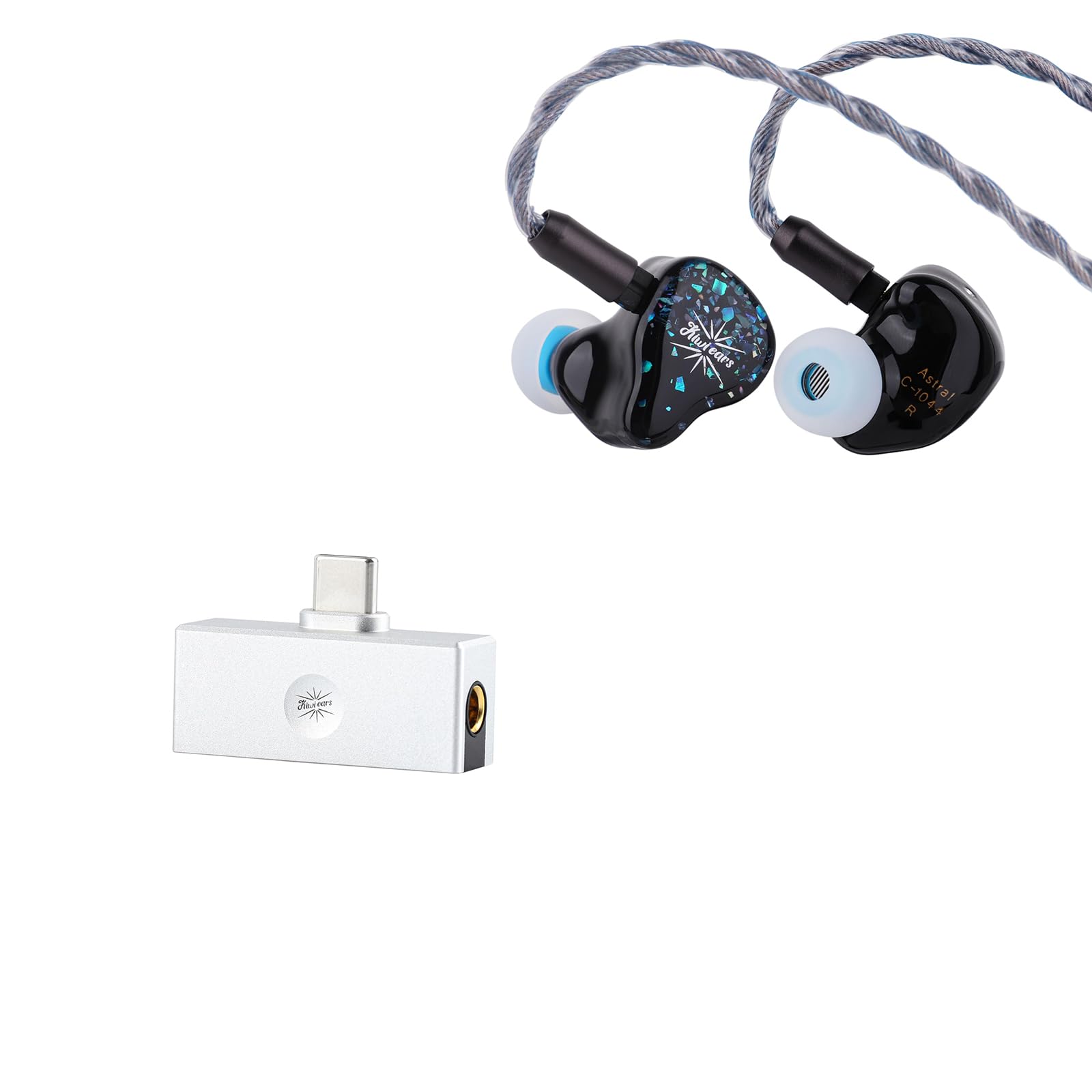Linsoul Kiwi Ears Astral 1DD+6BA Hybrid in Ear Monitor, Wired Earbuds Kiwi Ears Allegro Mini Portable IEM DAC, in Ear Monitor Amplifier