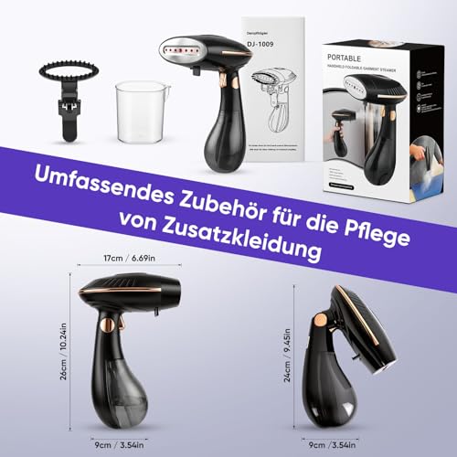 Pureluma Steamer Dampfglätter - 1500W Steamer, 168ml Wassertank Dampfglätter, Faltenentferner für Kleidung & Clothing, 30s Schnellaufheizung, Bügeleisen 2-in-1 Steamer für Reise & Urlaub