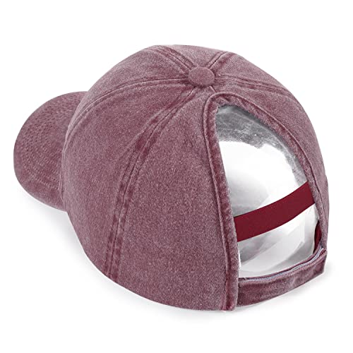 Image of HH HOFNEN Ponytail Hat for Women Washed Distressed Baseball Cap Ponycaps