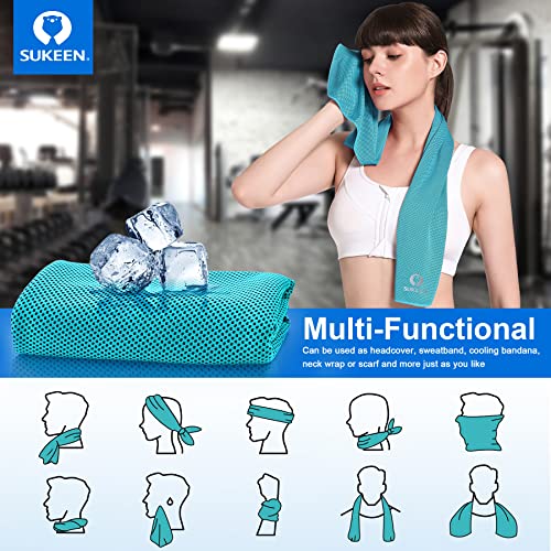 Image of Sukeen 4 Pack Cooling Towels (40 inchx12 inch),Ice Towel,Soft Breathable Chilly Towel,Microfiber Towel for Yoga,Sport,Running,Gym,Workout,Camping,Fitness,Workout & More Activities