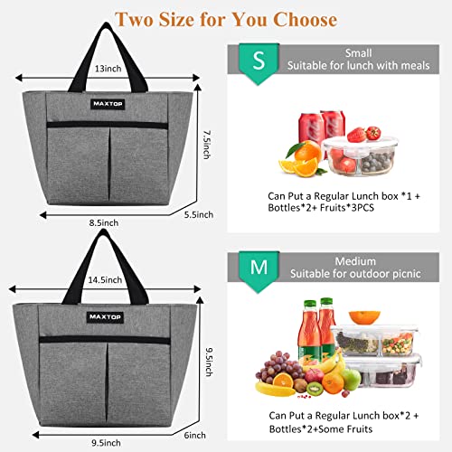 Maxtop Lunch Bags For Women,Insulated Thermal Lunch Tote Bag,Lunch Box With Front Pocket For Office Work Picnic Shopping (Black, Small) #TOP4