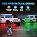 Ainostone Rock Lights for Trucks 10 Pods RGB LED Rock Lights with Bluetooth APP/Remote Control Music Mode Extension Cords Underglow Lights IP68 Waterproof Neon Light Kits for Car Jeep Offroad Pickup