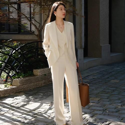 Costume 3 pièces femme ensemble décontracté avec veste col échancré - 5