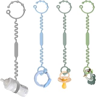 4 Pcs Toy Straps for Baby, Catephe Silicone Pacifier Clips Straps, Sippy Cup Toy Straps, Baby Bottle Holder for Car Seat, High Chair, Hanging Basket, Strollers