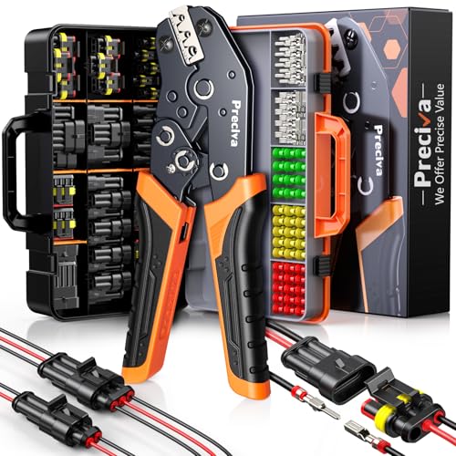 Preciva Crimpzange Kfz Stecker Wasserdicht Kit, 1/2/3/4/5 Polig Kfz Steckverbinder mit Crimpzangen 1-2.5mm², Wasserdichte Dichtung (0,5–2,5 mm²) kabelverbinder für Auto LKW, Motorrad, Kajakboot, Boots Preciva Crimpzange Kfz Stecker Wasserdicht Kit, 1/2/3/4/5 Polig Kfz Steckverbinder mit Crimpzangen 1-2.5mm², Wasserdichte Dichtung (0,5–2,5 mm²) kabelverbinder für Auto LKW, Motorrad, Kajakboot, Boots