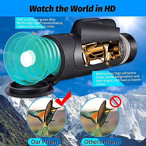 Monokular Teleskop HD 12X50,NEEMOSI Monokulares Fernrohr für Smartphone,Wasserdicht Handy Monokular Objektiv FMC BAK4… – Bild 4