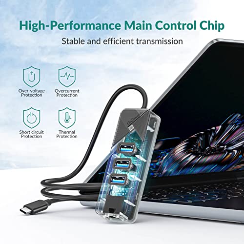 Gigimundo 1.6Ft Usb C To Ethernet Adapter, Usb 3.0 To 1000Mbps Rj45 Gigabit Ethernet, Lan Network Adapter With 3 Ports Usb 3.0 Hub, Multi Ports Usb Splitter For Laptop, Computer, Pc, Etc #TOP6