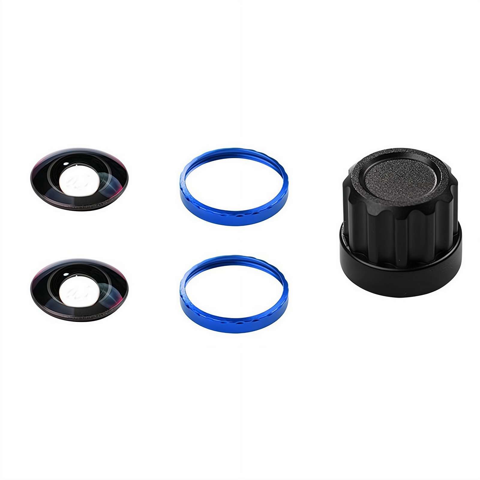 Kit de remplacement pour Insta360 X5 avec outil de remplacement d'objectif DIY et anneaux multicolores – Ensemble d'objectifs optiques HD pour appareil photo à 360 degrés (anneau bleu double)