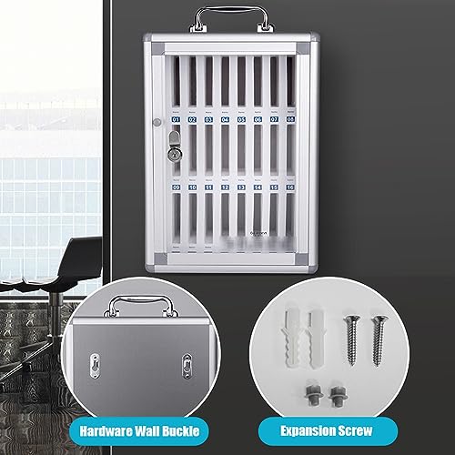 Armadietto porta cellulari in lega di alluminio - Cassetta di sicurezza con 36 scomparti e maniglia per scuole e aule - Organizzatore per dispositivi mobili, soluzione di archiviazione sicura (-B)