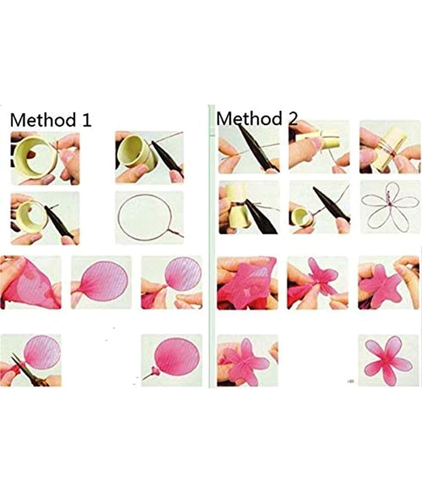 Stocking Flower Making Kit for Beginners - 10 Stocking Cloths, 6 Colours, 6 MDF Boards, Scissors, 30 Wires, Green Tape 3