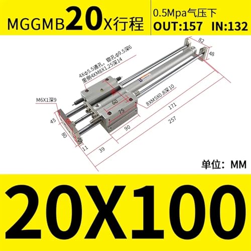 Cylindre de guidage de type SMC MGGMB20 pour éliminer le jeu mécanique axial