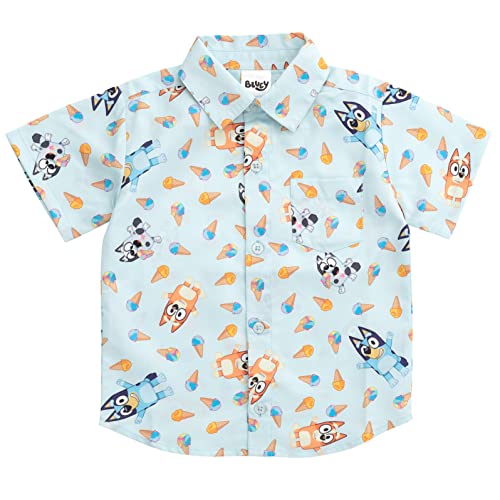 bluey dress shirt men Bluey Mens Hawaiian Print Button-Up Shirt with Short Sleeves, Sizes Xs-3xl, Men's, Size: Small