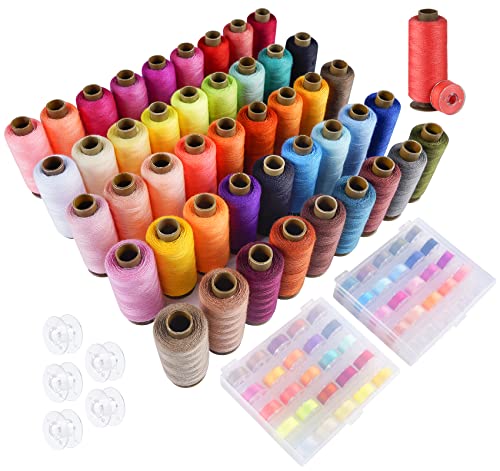 Ilauke Bobbins Sewing Threads Kit, 45Colors Prewound Bobbins With Case 400Yards Per Polyester Thread Spools Assortment Sewing Thread Bobbin With Case, Sewing Supplies For Hand&Machine,95Pcs #TOP23