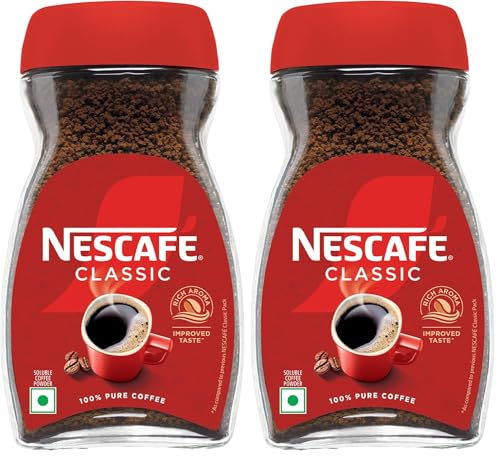Image of NESCAFE Classic Instant Coffee Powder | Great Start to Your Morning | 100% Pure Coffee | 180g Dawn Jar (Weight May Vary) (Pack of 2)