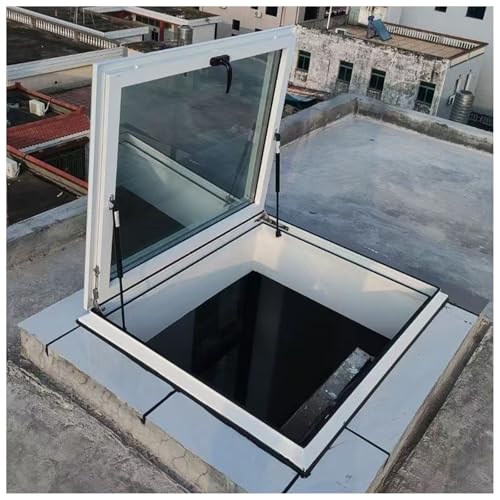 Large Egress Roof Window Skylights, White Aluminum Frame & Clear
