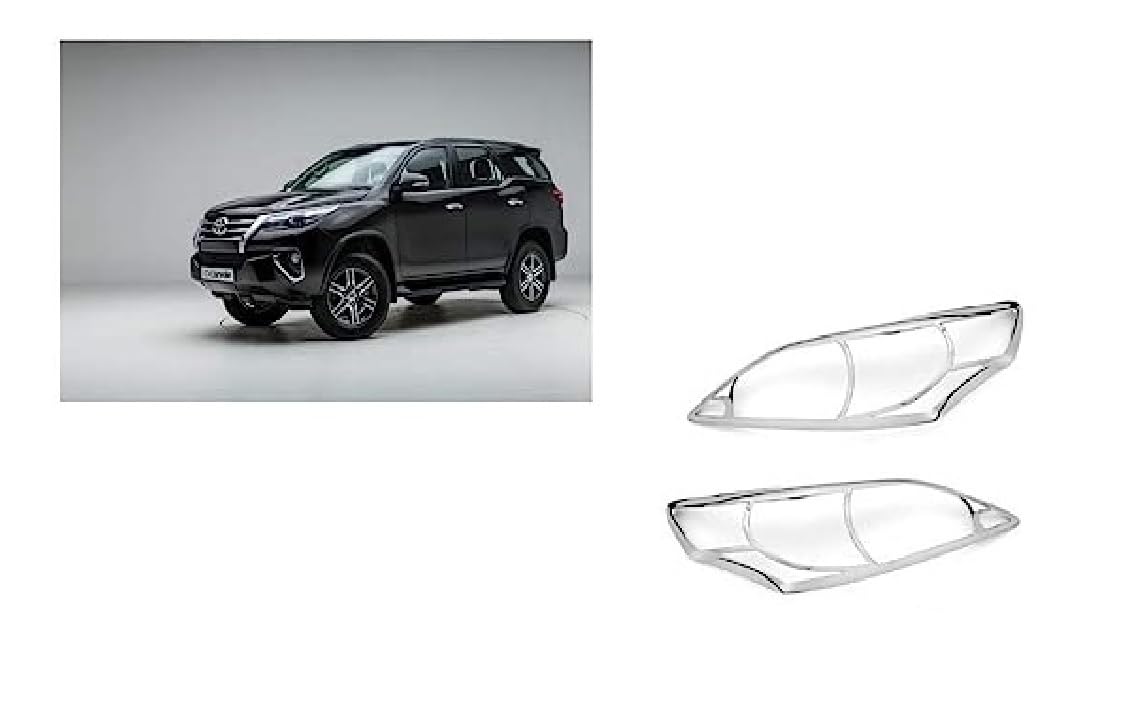Empica Chrome Plated Headlight Frame Headlamp Cover Car Exterior Accessories Compatible With Toyota Fortuner Latest Generation