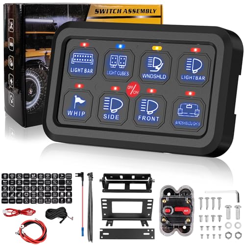 8 Gang Switch Panel Control Panel, RGB Toggle Momentary Pulsed with Auto Dimmable Universal...