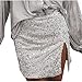Sequin Bodycon Skirt Women Sparkly Metallic Sequin Mini Bodycon Skirt Club Party Dance Outfits Sexy Slit Pencil Skort Vestido Deportivo Mujer