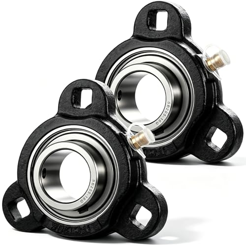 Image of 2 Pcs 1'' Three Bolt Flange Bearing, Insert Bearing SB205-16, Cast Iron Housing FCT205, SBFCT205-16G, SBTRD205-16G, FHSF3X205-16G, VF3S-116