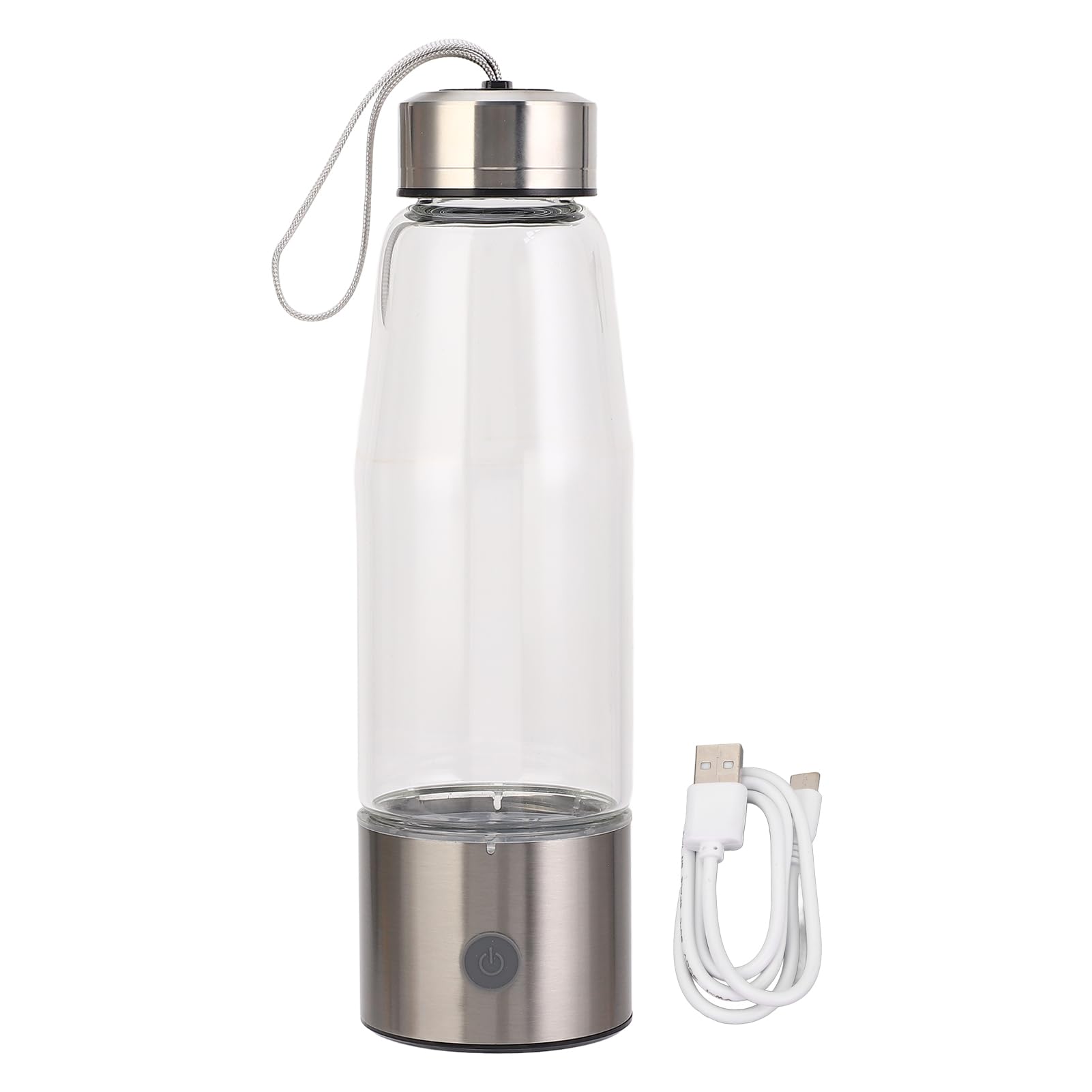 Kikumi Wasserstoff-Wasserflaschengenerator, wiederaufladbar, 460 ml, tragbar, Ionisator, 3 Minuten bis zu 2300 ppb+, für Zuhause, Reisen, Silber