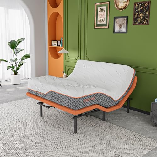 Queen Adjustable Bed Frame + 12” Hybrid Matt, Bed Base with Massage, Pillow-tilt, Smart APP Control, Ergonomic Incline, Zero Gravity, Dual USB Port, Under Bed Light, Wireless Remote, 5000 Series