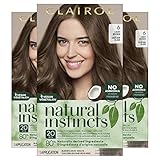 Clairol Natural Instincts Semi-Permanent Hair Dye, 6 Light Brown Hair Color, 3 Count