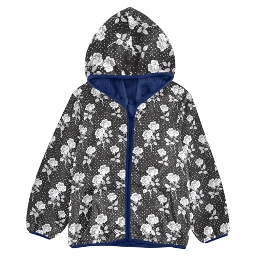 Rose Flowers Boys Fleece Coat,Children's Zip-Up Hoodie Jacket,Baby Warm Fashion Outerwear 3-10T,A113345