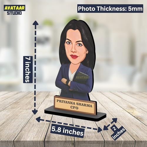 Image of Personalized Workaholic Girl Caricature Gift Custom Office Desk Avatar Birthday Gift for Wife Girlfriend Sister Friend Unique Corporate Gift for Women (Corporate Lady, 7 Inches)