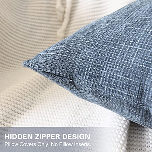 Yastouay 2 Pack Throw Pillow Covers 18 X 18, Farmhouse Decorative Throw Pillow Covers, Square Chenille Pillowcase Grey Blue Cushion Covers For Sofa Couch Bed Chair #TOP2