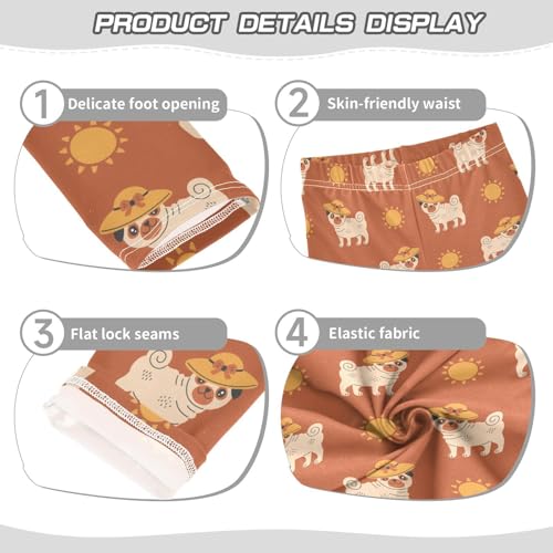 Girls Basic Leggings Baby Girls Pants Pug Dog Sun Soft Footless Stretchy Tights Pants 4-10Y3