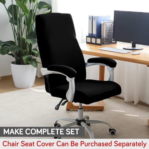 Image of HOKIPO 'SereneSolids' 140 GSM Armrest Covers for Office Chair (Elastic Style), 1 Pair, Black (AR-5933-BLK)