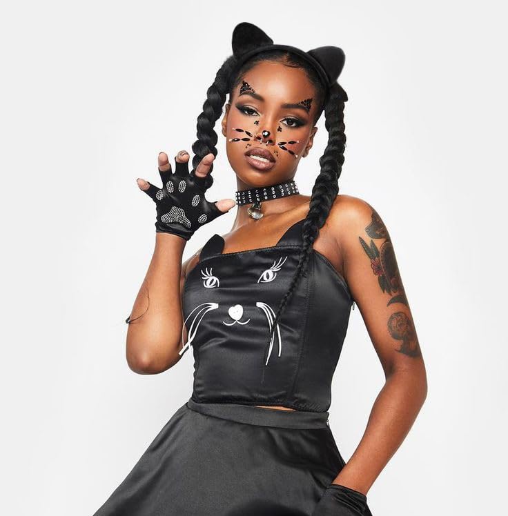 Women Cat Ear Headband Black Cat Ear Headband Halloween Cat Ear Hairband Velvet Cat Ears Headbands Cute Cat Woman Ears Accessories - Image 3