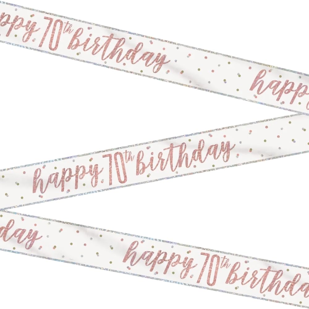 Stunning Rose Gold Happy 70th Birthday Glitz Foil Banner (274cm) - Dazzling Party Decor for a Memorable Milestone - 1 Pc