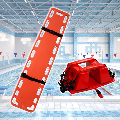 Portable Swimming Pool Life-Saving Board, Water Rescue Portable Stretcher with 3 Seat Belt & Head Immobilizer, 6.2 Ft Long Emergency Responder Backboard for Seaside