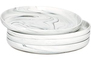 Bosmarlin Marbling Ceramic Rimmed Salad Plates for Modern Kitchen