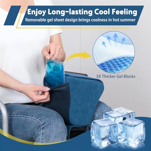 Separador de rodilla de cuña, almohada de posición de rodilla para silla de ruedas, cojín de soporte para piernas, bolsillos de malla, para recuperación de cirugía de abducción de cadera