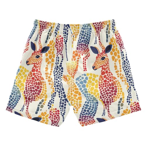 Boys Quick Dry Swim Trunks with Pockets Colorful Silhouette Polka Dot Kangaroo Beach Shorts for Kids Swimsuit2