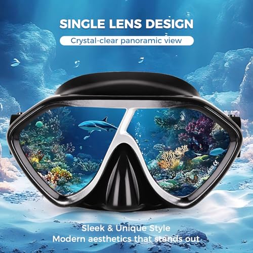 Máscara de buceo para adultos - Máscara de snorkel con lente anti-vaho premium cómoda y a prueba de fugas con cubierta para la nariz para buceo, snorkel y aventuras acuáticas miniatura 2