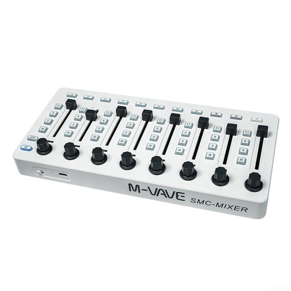 Consola mezcladora controladora, consola de mezcla MIDI de 25,5 x 12 x 2,5 cm, codificadores giratorios de 360 grados